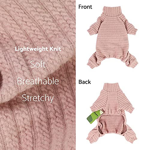 Turtleneck Knitted Dog Sweater Puppy Pajamas Thermal Doggie Winter Clothes Knitwear Pet Coats Cat Apparel Pink Medium (Medium / Pink)