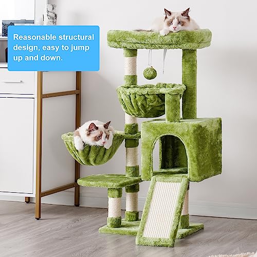 Cat Tree Tower with Large Bed (35.4 inch / Green)