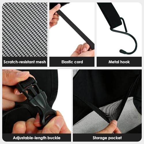 Universal Dog Car Net Barrier Divider with Storage Net Pocket (Black)