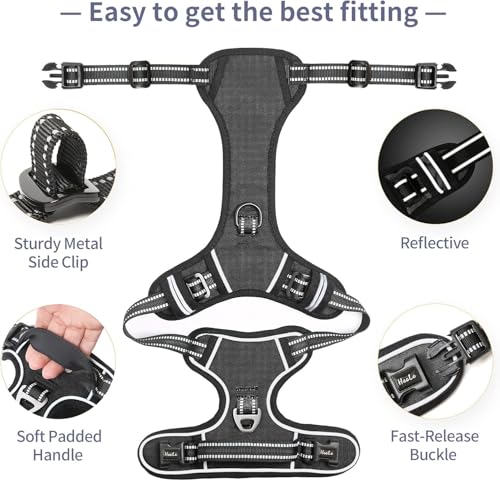 Dog Harness Dog Harness Small Dog No Pull Harness with Soft Handle Reflective Harness Adjustable (XS / Black)