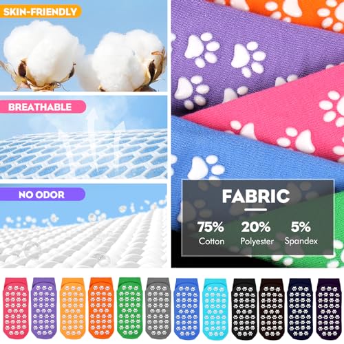 12 Pairs Grip Socks for Women & Men (5.5-9 / Paw Pattern/Multicolor(12 Pairs))