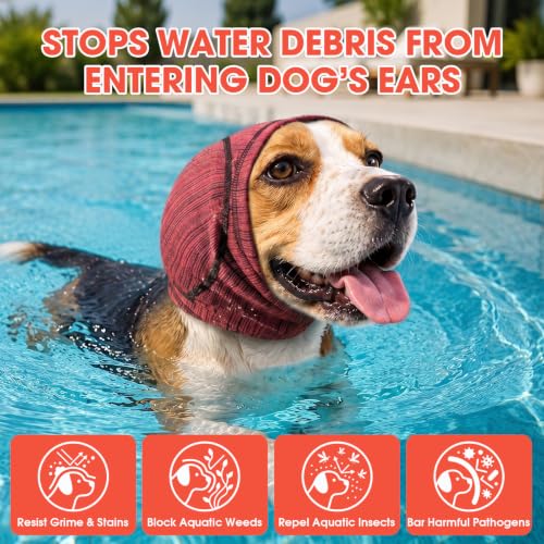 Dog Calming Hood Ear Cover for Anxiety Relief (Red / Medium)