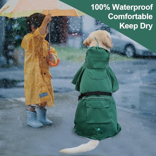 Dog Raincoat Waterproof Rain Jacket for Large Dogs Green (Green / 4XL-Fit for 50-70 pounds)