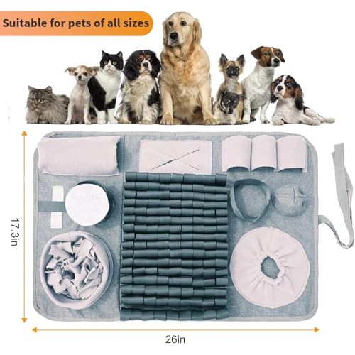 Snuffle mat for Dogs Iteractive Dog Puzzle Toy Used for Training Stress Relief This sniffing mat effectively slows your dog's eating pace. Suitable for indoor and outdoor use. Gray (Gray)