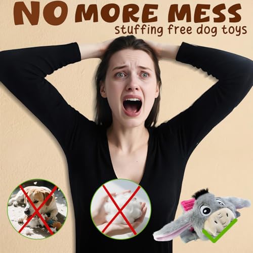 2 Pack No Stuffing Dog Squeaky Toys (Donkey&Sloth)