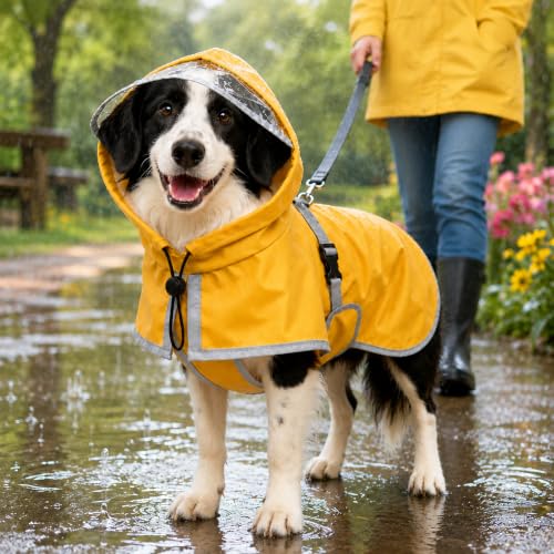 Dog Raincoat Waterproof Reflective Adjustable Hooded Windproof Jacket (XX-Large)