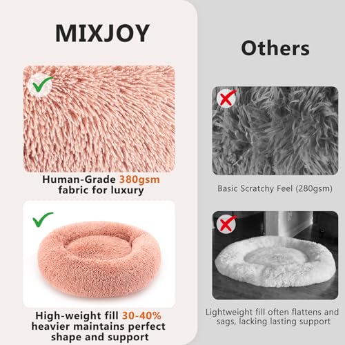 Orthopedic Dog Bed Comfortable Donut Cuddler Round Pet Beds Ultra Soft Washable Dog and Cat Cushion (S(23’’x 23’’) / Pink)