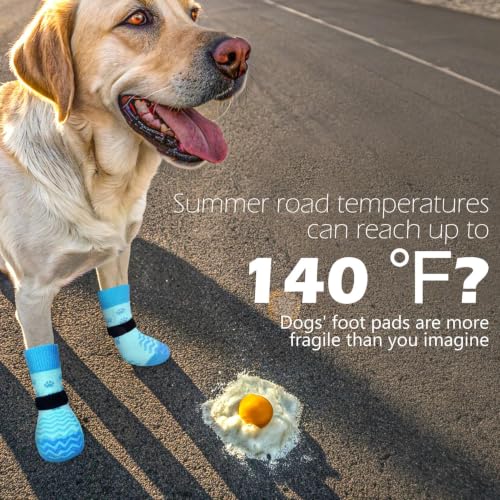 Anti Slip Dog Socks to Prevent Licking Paws for Hot Pavement (Blue / X-Large)