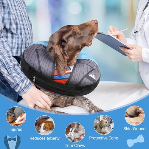 Dog Cone Alternative After Surgery for Small Medium Large Dogs (Black Suit / XL(Neck 18"-21"))