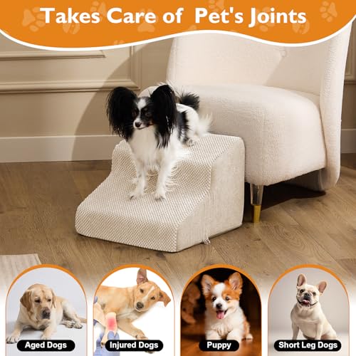 Dog Stairs for Small Dogs 11.5’’ H (Beige / Standard 15.5''x15''x11.5'')