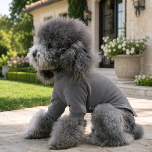 Ribbed Dog T Shirt Cotton Knitted Dog Sweaters for All Season Pet T (XS (for Mini Dog) / Dark gray)