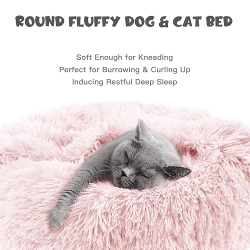 20in Covered Small Dog Bed with Blanket Attached Calming Burrow Pink (20.0"L x 20.0"W x 7.0"Th / Pink)
