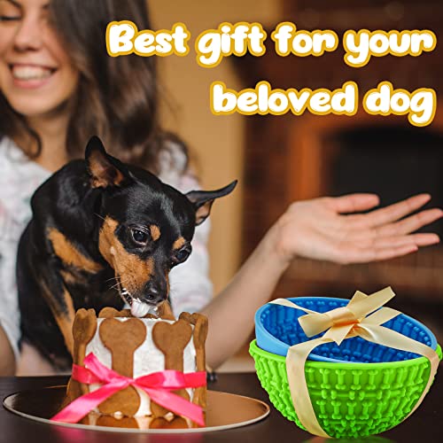 2 Pcs Dog Lick Bowl (Green, Blue)