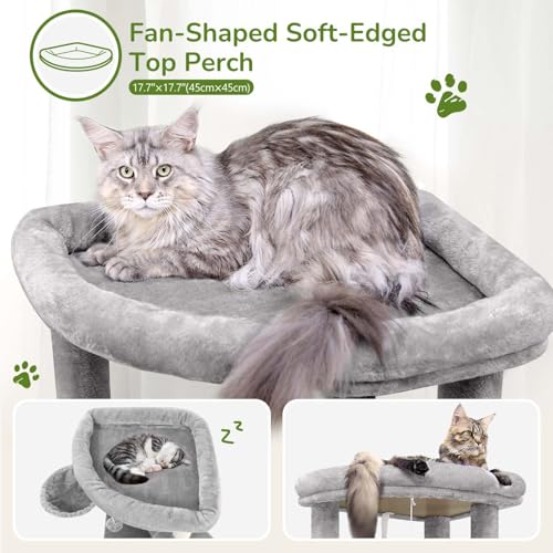 Corner Cat Tree Tower with Scratching Post (51inch / Light Gray)