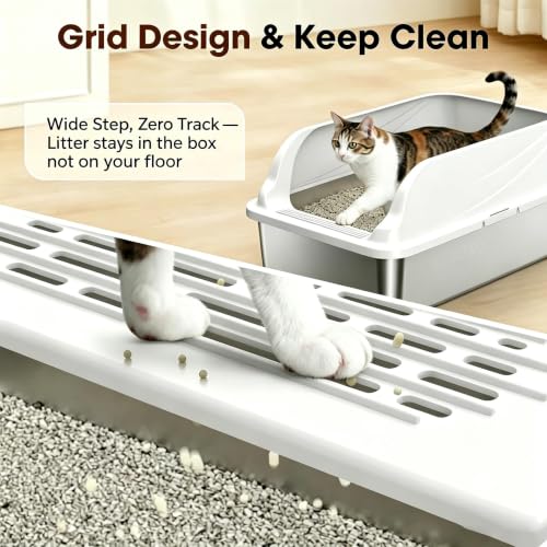 2 Pack Stainless Steel Litter Box Large Easy Clean 2 (Light Grey 2PACK XL)