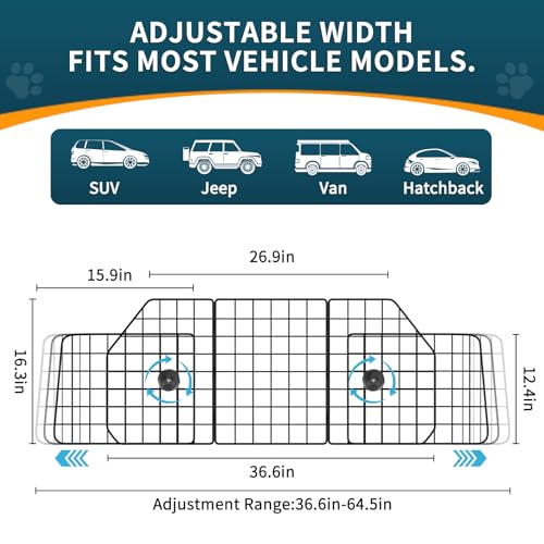 Dog Car Barrier for SUVs (64.5 Inch [Triple Folding])