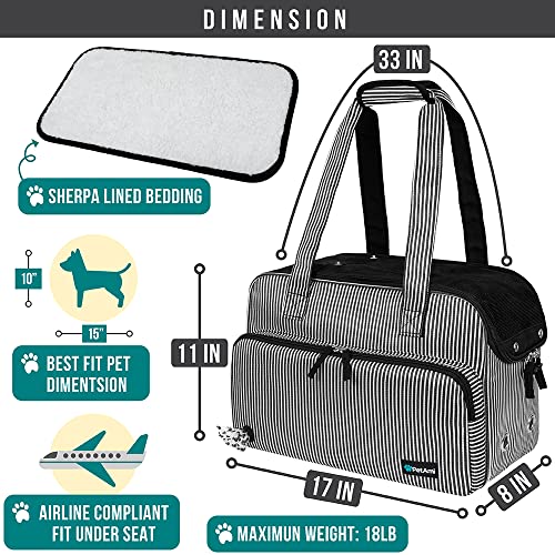 Small Dog Purse Carrier (Stripe Black)