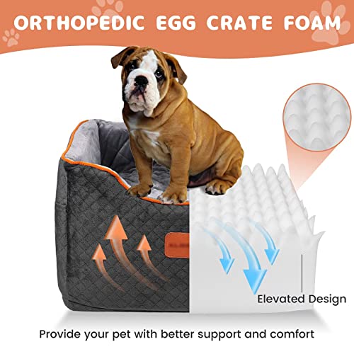 Memory Foam Booster Dog Car Seat with Washable Removable Cover (Black / Small)