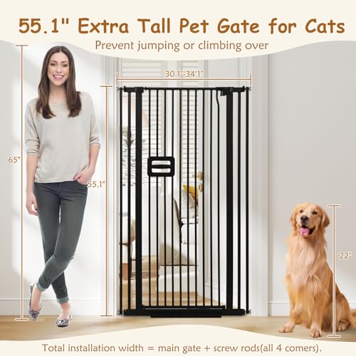 55'' Extra Tall Cat Gate (55" Tall x 30.1 - 34.1" Wide)