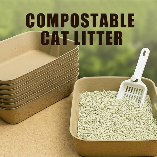 8 Pack Disposable Litter Boxes for Kitty Cats (Brown)