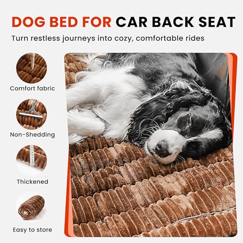 Backseat Dog Bed Mat for Car (Brown / 51.1"L x 23.6"W x 1.5"Th)