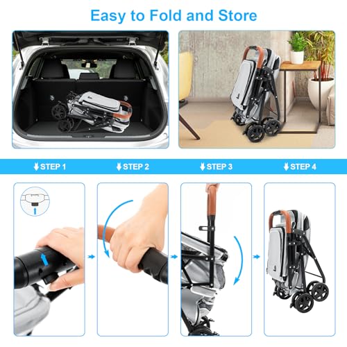 Double Pet Stroller for 2 Dogs & Cats (Gray)