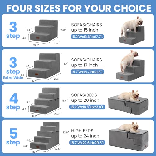 Dog Steps for Bed & Couch (Grey / 4-Step 18.5" H)