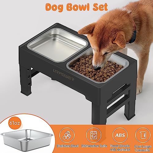 Raised Dog Bowls 4 Height Adjustable Elevated Bowl Stand (Carbon Black)