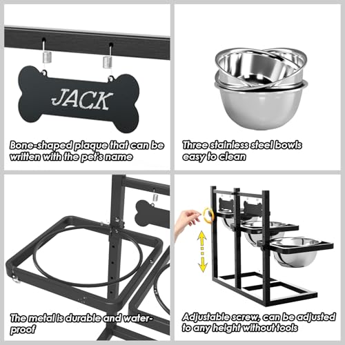 Elevated Dog Bowls for Medium (Three 58oz Dog Bowl & Mat)