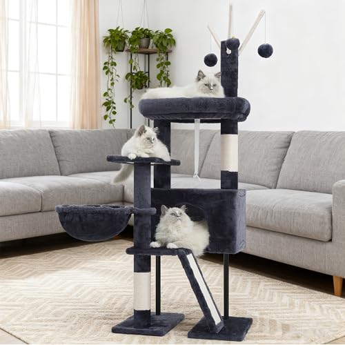 Cat Tree Tower for Indoor Cats (47.24 inches / Smoky gray)