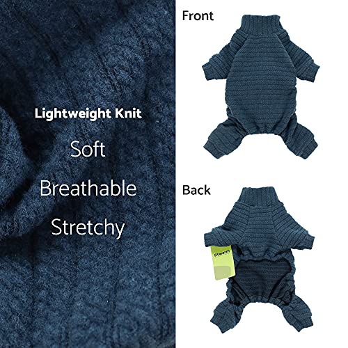 Turtleneck Knitted Dog Sweater Puppy Pajamas Thermal Doggie Winter Clothes Knitwear Pet Coats Cat Apparel Blue Small (Small / Blue)
