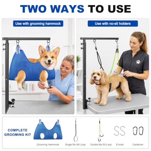 Dog Grooming Arm Kit with Clamp & Hammock
