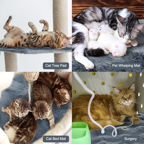 3 Pack Dark Gray Self Warming Cat Bed Indoor 16''x24'' Self Heating Cat Mat Ultra Soft Thermal Kitten Bed Heated Pet Dog Pad Washable Removable for Outdoor Use Non Slip Reflect Body Heat (16''x24'' / Dark Gray)