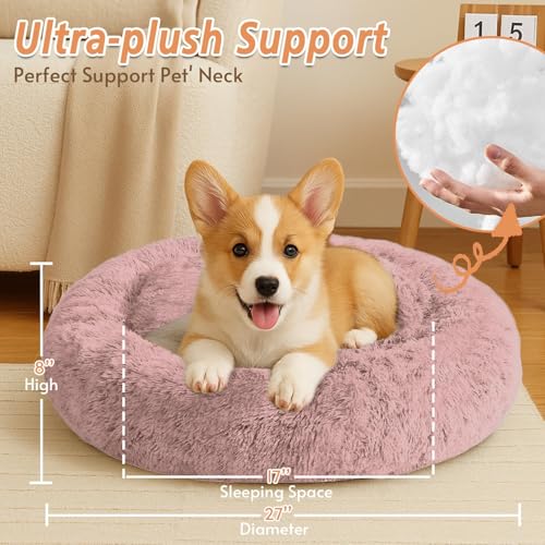 Calming Dog Bed Medium Size Dog (Dark Pink / 27.0"L x 27.0"W x 8.0"Th)