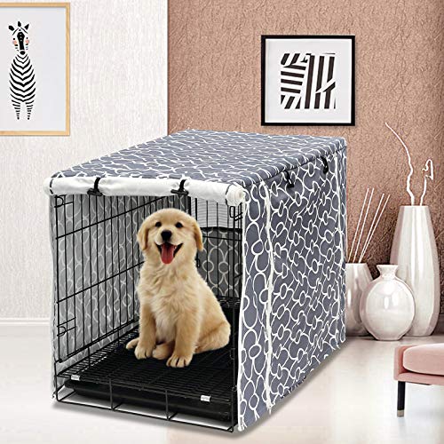 Dog Crate Cover Durable Polyester Pet Kennel Cover Universal Fit for Wire Dog Crate (30.0"L x 19.7"W x 21.0"H / Gray)