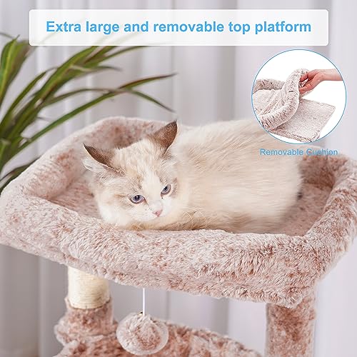 Cat Tree Tower with Large Bed (35.4 inch / Muchroom)