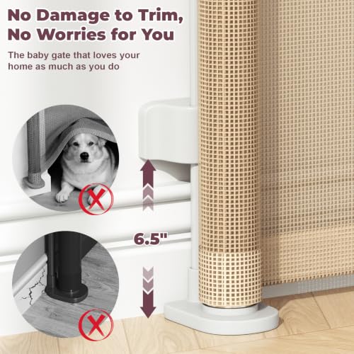 78" Retractable Extra Wide Baby Gates for Stairs (Beige / 34" Tall x 78" Wide)