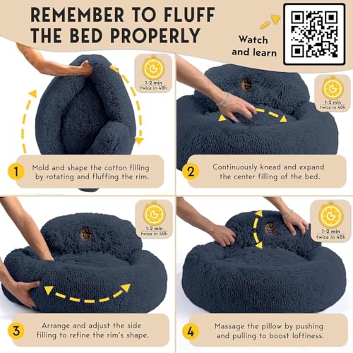 PetJett Calming Dog Bed Medium Size Dog (Dark Gray / Medium - 30”L x 30”W x 8”Th)