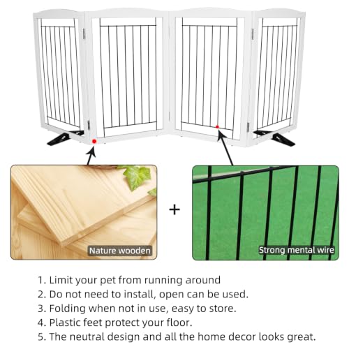 Freestanding Dog Fence Indoor (White / 【4 Panels】80''w x 32''h)