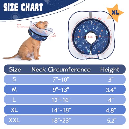 Elevated Inflatable Dog Cone Collar to Stop Licking (Navy / XL(Neck 14"-18"))