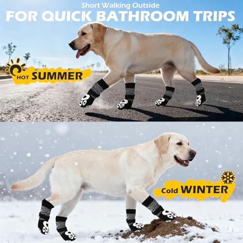 Dog Socks to Prevent Licking Paws with Grippers for Hardwood Floors Anti Slip (Black / Small)
