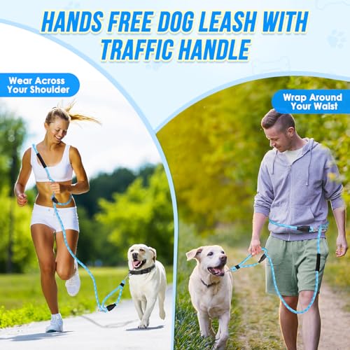 Hands Free Dog Leash (Blue Diagonal Stripe)