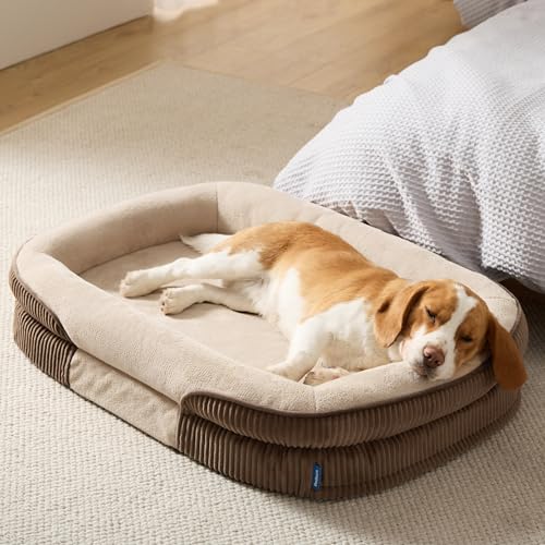 360°Oval Bolster Orthopedic Dog Beds Large Sized Dog (Walnut / 35"lx25"wx7"th)