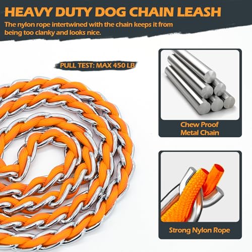 Chain Dog Leash (Orange / 4FT(30-80lb))