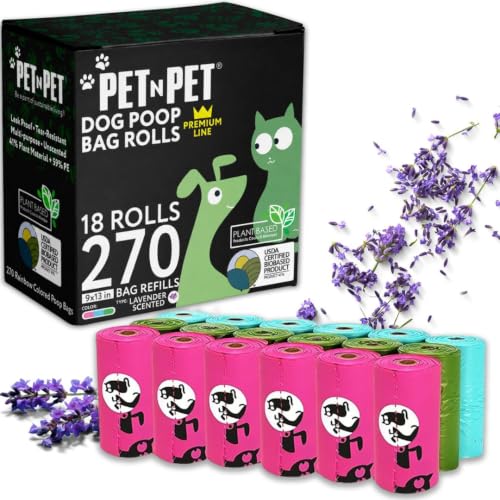 Poop Bags for Dogs (270 Count (Pack of 1) / Lavender-scented)