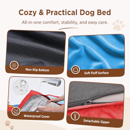 Orthopedic Dog Bed for Extra Large Dogs with Bolster (42.0"L x 30.0"W x 8.5"Th / Los Angeles)