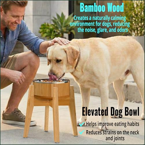 Elevated Dog Bowl for Mid (Height: 12" Bowl: 8" / Bamboo-N12)