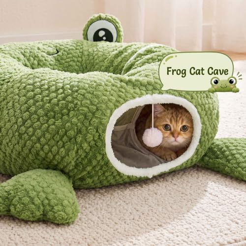Cat Tunnel Bed with 20 Cat Toys (Light Green / Large)