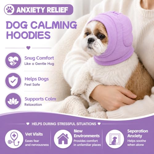 No Shake Dog Ear Wrap Quiet Ear Muffs for Hematoma (Purple / Medium(Head Girth：11.8-15.7in))