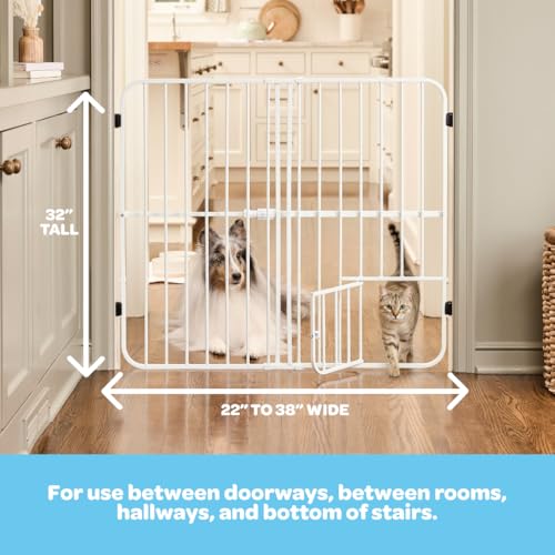 Carlson 32" Extra Tall Dog Gate with Small Pet Door (32" Tall, 22-38" Wide)